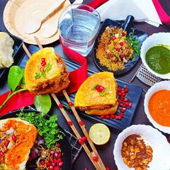 A picture of Dabeli from homemade pav.