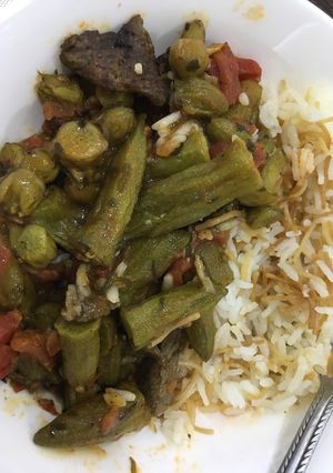 صورة لوصفة بامية ورز