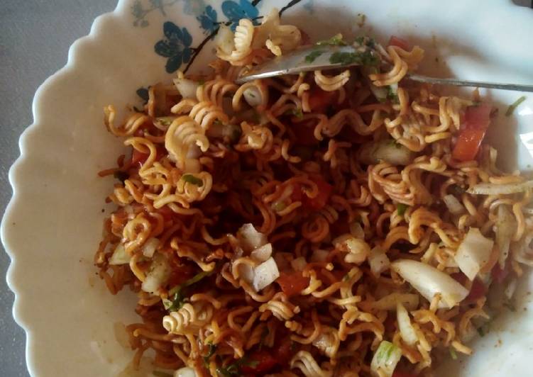 Steps to Prepare Quick Homemade Maggi bhel snack recipe