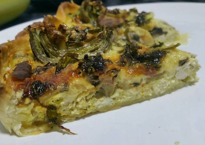 Chicken, mushroom and artichoke quiche