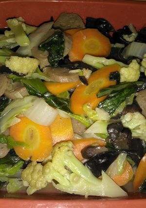Foto resep Capcay bakso jamur kuping simpel