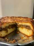 Gâteau à la rhubarbe et sucre de prunes
