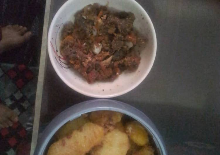 Recipe of Award-winning Yam and fried meat