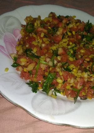 A picture of Carrot and yellow moong dal salad.
