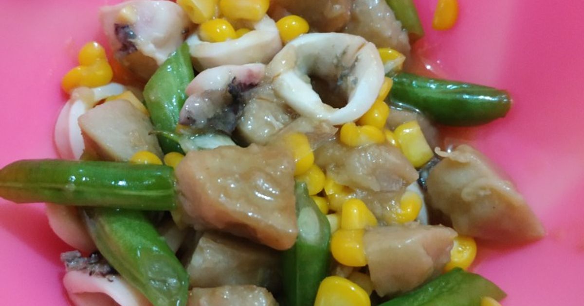 Menu buka puasa H5 tumis sayuran + cumi saus tiram