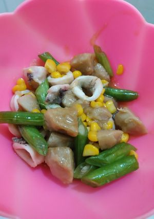 Foto resep Menu buka puasa H5 tumis sayuran + cumi saus tiram