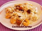 Una foto de risotto con champiñón y beicon