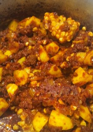 عکسی از دستور خورشت گوشت چرخ شده