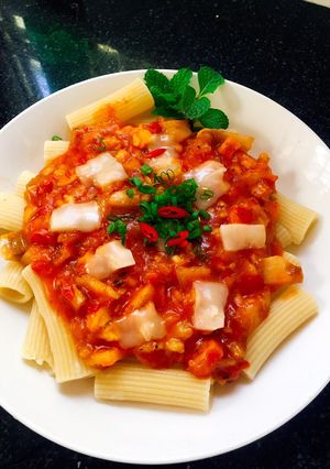 Hình của món Pasta thịt nguội.