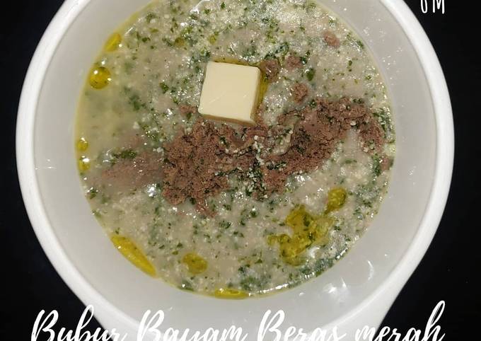 Bubur bayam beras merah (Mpasi 4⭐) 6M