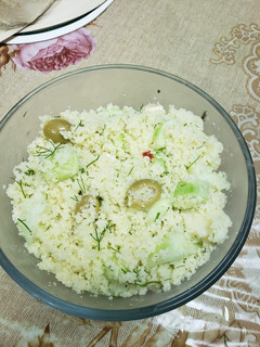 A picture of Cucumber, dill Couscous salad.