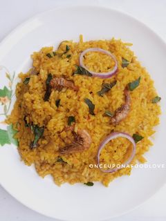 A picture of Palmoil Rice (Native Jollof Rice).