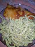 Fideos al pesto con pollo 🍝🍗