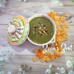 A picture of Spinach Potato and Celery Soup.