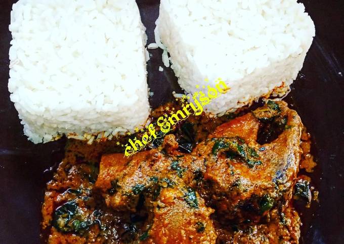 Banga stew/ofe akwu with boiled rice my way