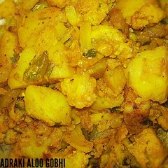 Adraki aloo gobhi A picture of Adraki aloo gobhi.
