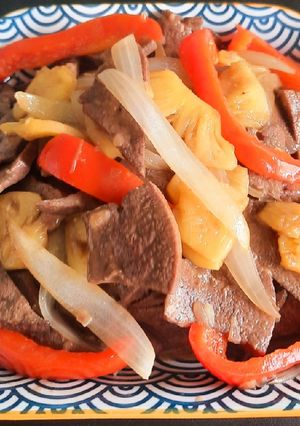 Hình của món Gan heo xào thơm (dứa).
