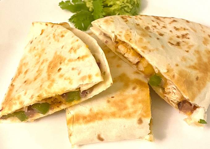 Desi style chicken quesadilas