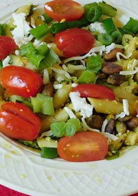 A picture of Indian Italian style fusion pasta.