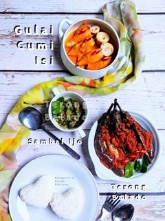 Foto resep Gulai Cumi Isi, Terong Balado dan Sambal Ijo
