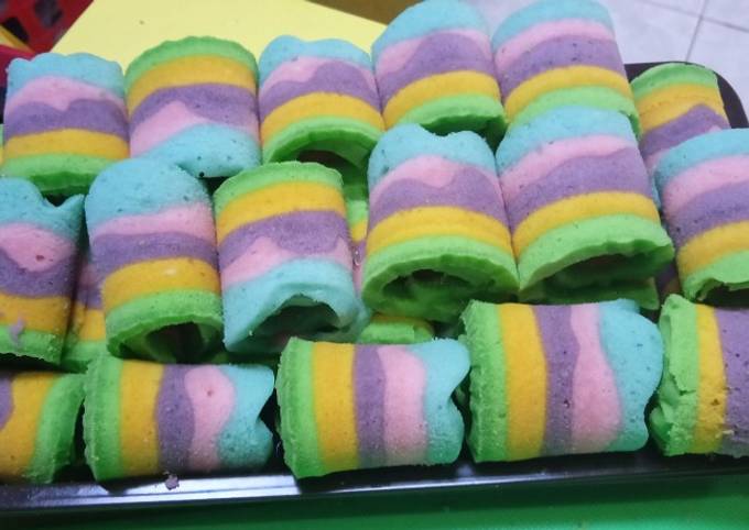 How to Cook Yummy Bolu gulung mini pelangi