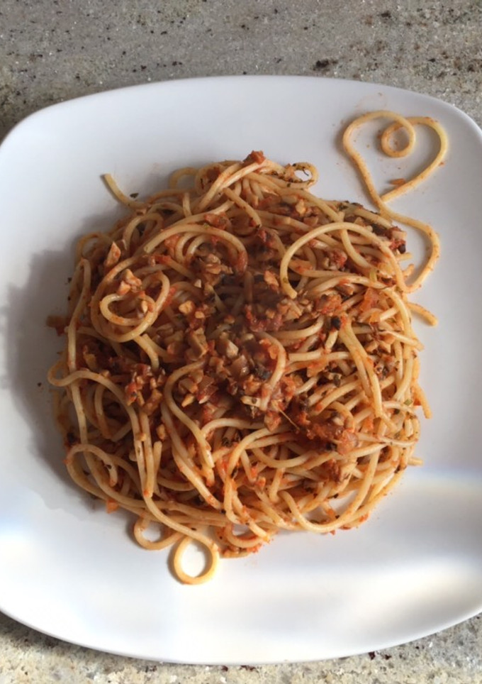 Una foto de Spaguetis con champiñones