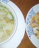Arroz con pollo con caldo de verduras