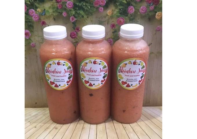 Cara Gampang Menyiapkan Diet Juice Mango Pear Plum Cherry Strawberry yang Enak