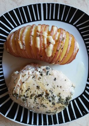 Una foto de Papas Hasselback