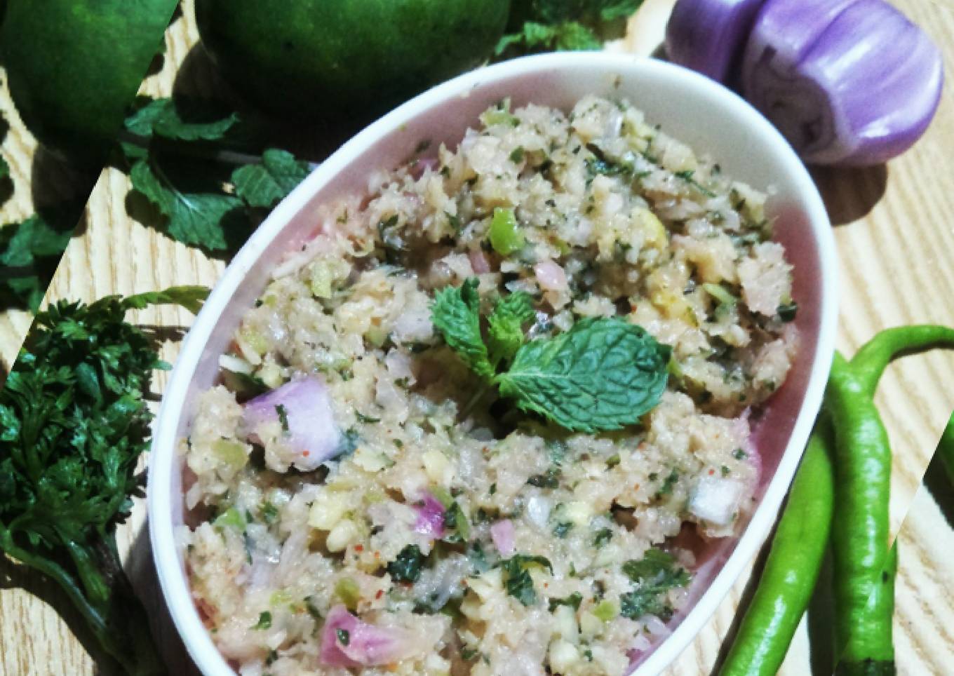 Raw mango and Onion chutney