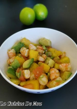 Une photo de Ceviche crevette, mangue et avocat