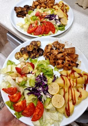 عکسی از دستور بشقاب مرغ و سبزیجات