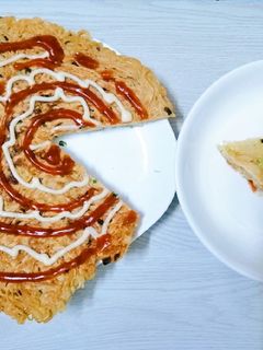 Hình của món Pizza làm từ mỳ tôm.