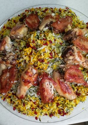 عکسی از دستور باقالی پلو با مرغ ته انداز،😍