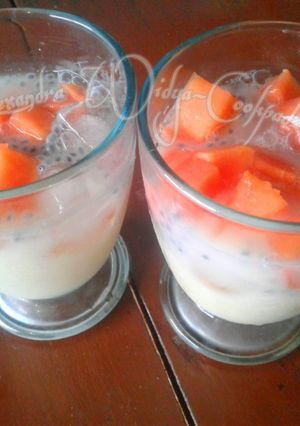 Foto resep 700. ES Yakult Pepaya Selasih