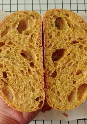 Foto resep Turmeric Curry Leaves Sourdough Bread