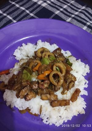 Foto resep Oseng cumi asin tempe & terong