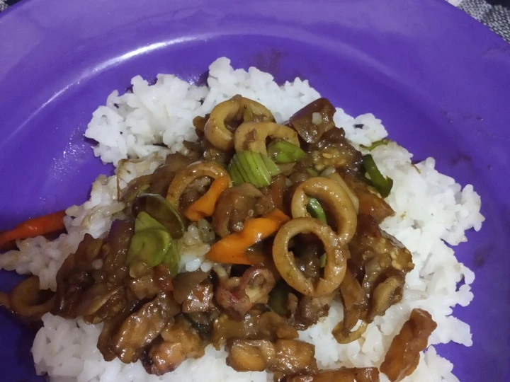 Cara Mudah Membuat Resep  Oseng cumi asin tempe &amp;amp; terong yang Enak Banget, Menggugah Selera