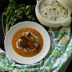 A picture of Oil Free Baked Chicken in Masala Gravy.