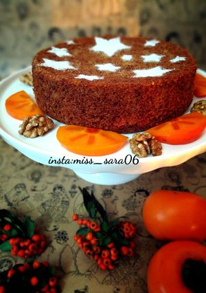عکسی از دستور کیک خرمالو و گردو