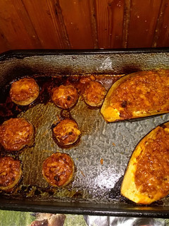 Töltött gomba és padlizsán recept fotója