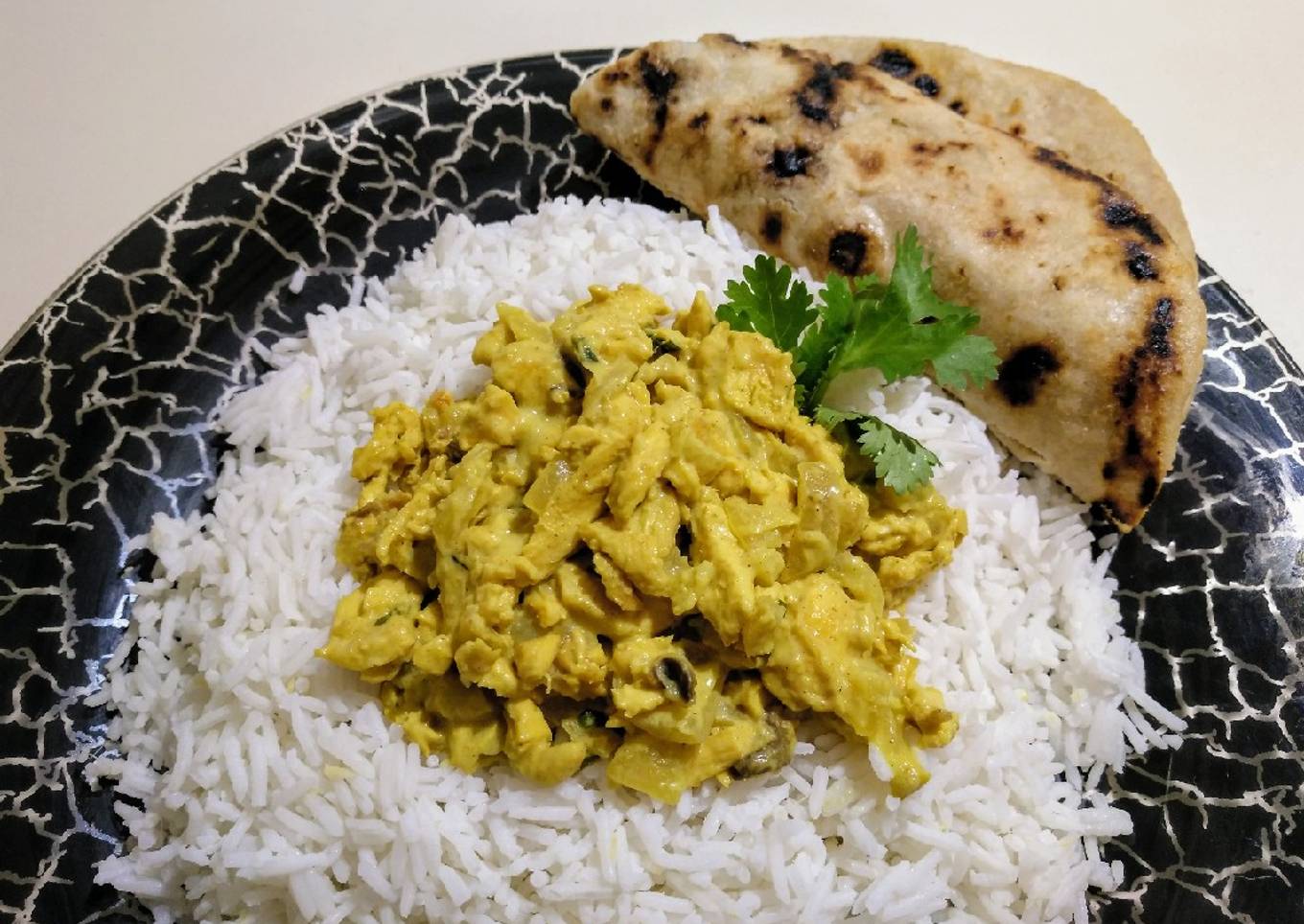Pollo al curry con arroz basmati