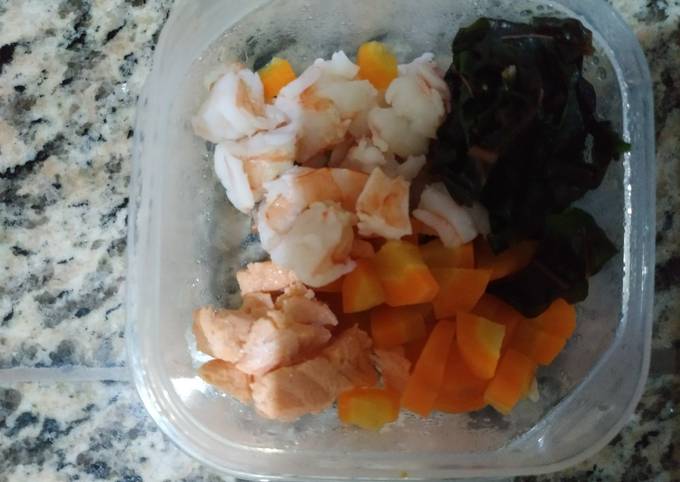 Mpasi 6M protein duo laut salmon udang qinoA