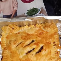 A picture of Large chicken & mushroom puff pastry pasty 😋😋 In Airfryer.