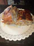 Pollo relleno al horno en papel aluminio