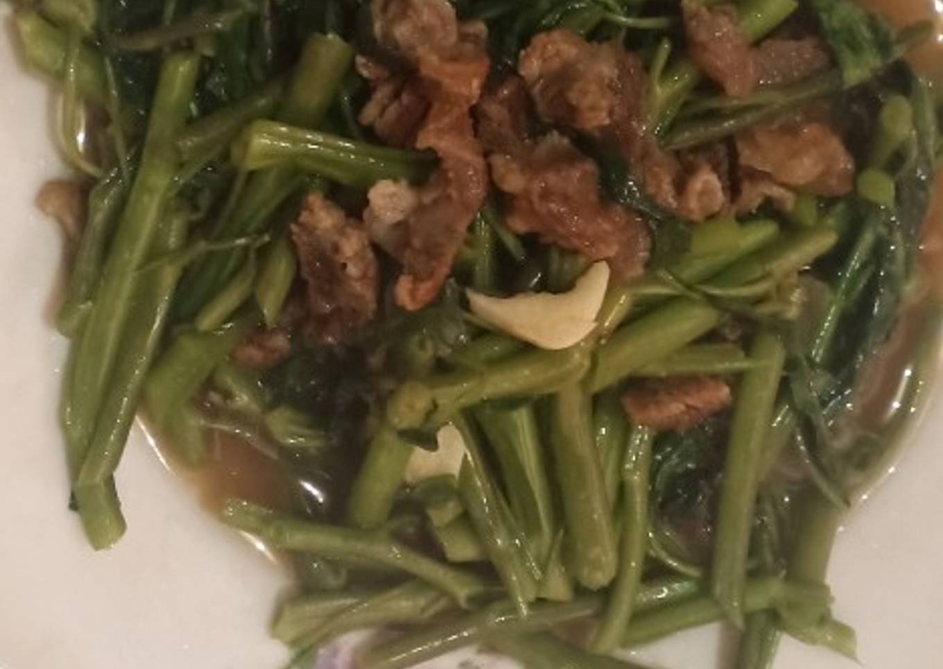 Tumis Kangkung daging cincang