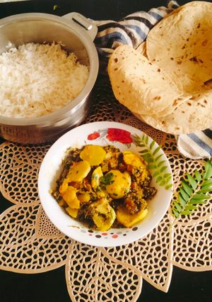 A picture of Methi aloo ki sabji 😋 Fenugreek potato (without onion & garlic).
