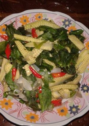Foto resep Tumis daun melinjo jagung muda