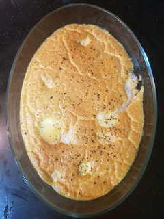 Una foto de Bacalao a la muselina de ajo y pimentón