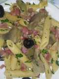 Pennette con cuori di carciofi e pancetta